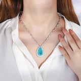 Sapphire Paraiba Tourmaline Pendant Necklace Lab Diamond Gemstone