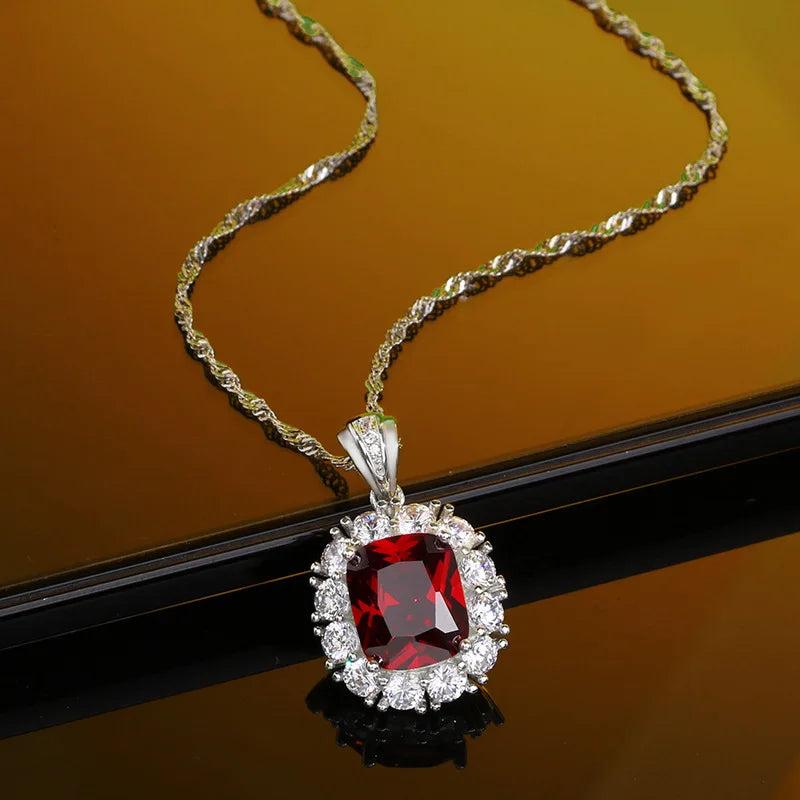 High-grade Wedding Jewelry Ruby Pendant 925 Silver Accessory Gift