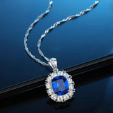 High-grade Wedding Jewelry Female Sapphire Pendant S925 Sterling Silver