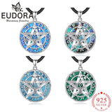 Eudora Silver Tetragrammaton Pentagram Necklace Malachite Pendant