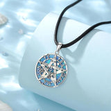 Eudora Silver Tetragrammaton Pentagram Necklace Malachite Pendant