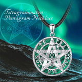 Eudora Silver Tetragrammaton Pentagram Necklace Malachite Pendant