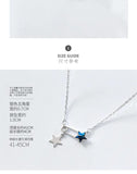 925 Silver Double Star Paper Clip Pendant Choker Necklace