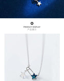925 Silver Double Star Paper Clip Pendant Choker Necklace