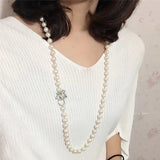 Freshwater Pearl Bow Clasp Necklace