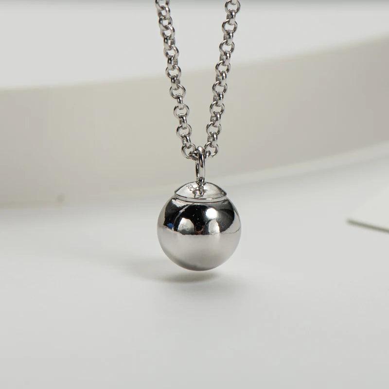 Sterling Silver Pendant Necklace 8mm Bead High Finish Jewelry 18Inch