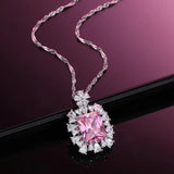 S925 Sterling Silver Pink Diamond Pendant Necklace