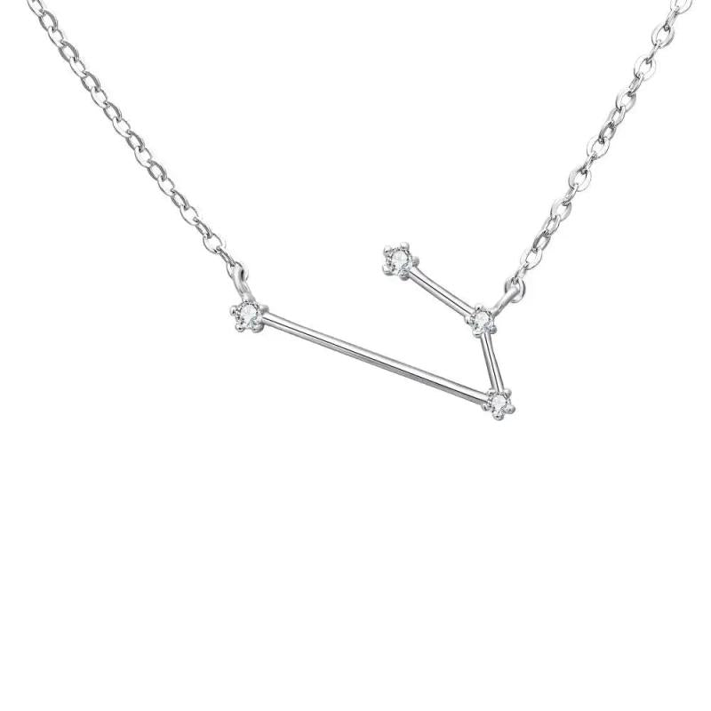 925 Silver Necklace 12 Constellation Zircon Pendant Collier Gift
