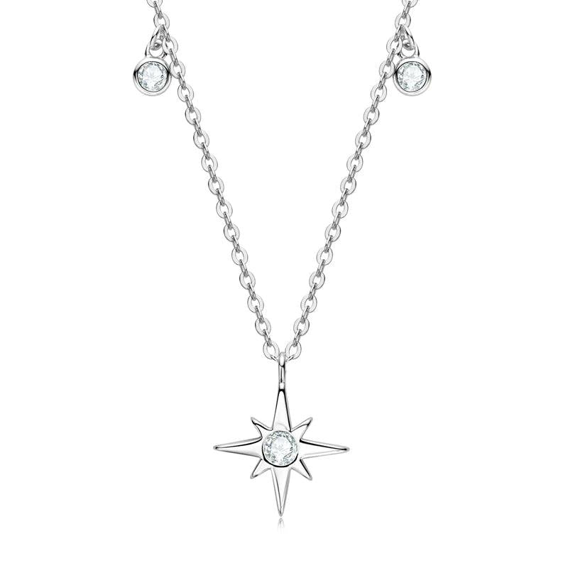 3MM Moissanite Star Pendant 925 Silver Necklace, Birthday Gift