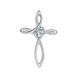925 Silver CZ Sideway Cross Pendant Choker Necklace