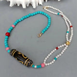 Shell Pearl Turquoise Coral Agate Necklace