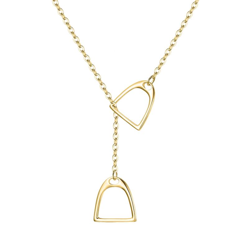 925 Silver Necklace Double Saddle Pendant Gift for Girls