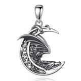 Eudora Silver Dragon Necklace Vintage Celtic Moon Pendant Gothic Jewelry