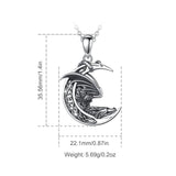 Eudora Silver Dragon Necklace Vintage Celtic Moon Pendant Gothic Jewelry