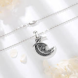 Eudora Silver Dragon Necklace Vintage Celtic Moon Pendant Gothic Jewelry