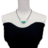 YYGEM 2mm Spinel Choker Necklace with Green Malachite Charm Gemstone