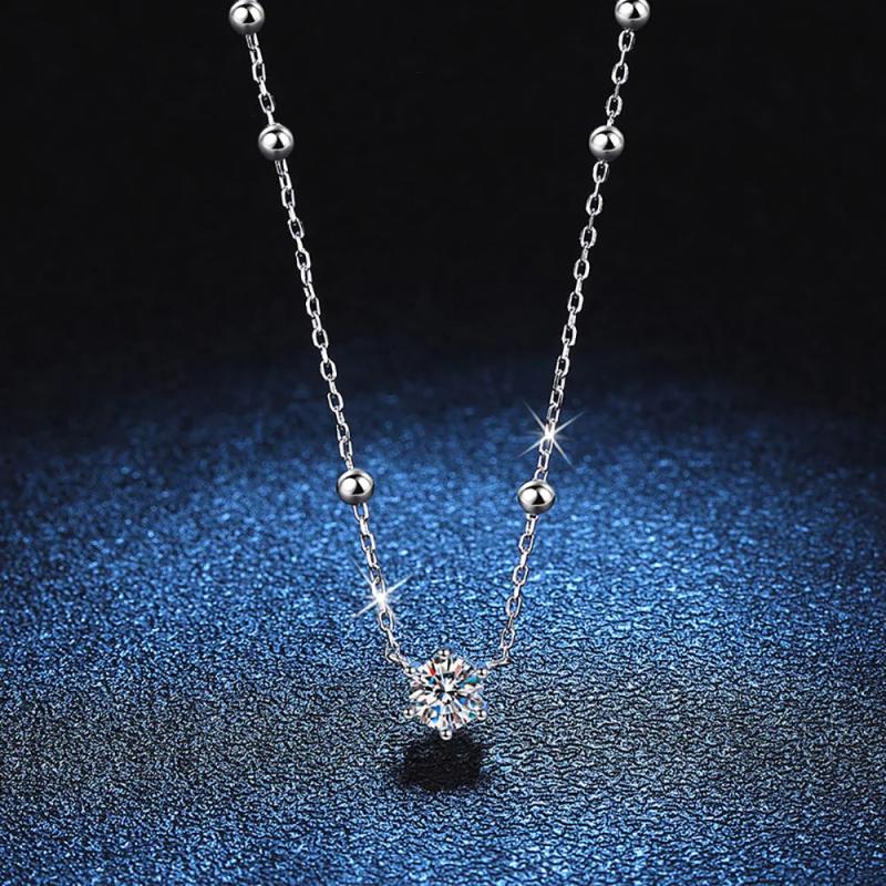 Serenity S925 Silver Plate Pt950 Starry Neck Chain Jewelry