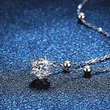 Serenity S925 Silver Plate Pt950 Starry Neck Chain Jewelry
