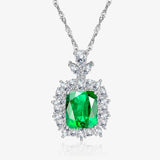 S925 Sterling Silver Diamond Sapphire Pendant Necklace