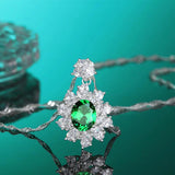 S925 Silver Emerald Necklace High Carbon Stone Full Diamond Pendant Necklace