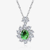 S925 Silver Emerald Necklace High Carbon Stone Full Diamond Pendant Necklace