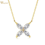 Sterling Silver Diamonds Four-leaf Clover Pendant Necklace