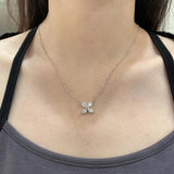 Sterling Silver Diamonds Four-leaf Clover Pendant Necklace