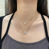 Sterling Silver Diamonds Four-leaf Clover Pendant Necklace