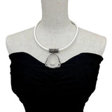 Clear Quartz Buddha Pendant Rhinestone Choker Necklace