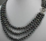 3-Row 6-7mm Freshwater Pearl Button Necklace
