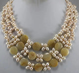 Pink Natural Pearl Necklace, 3 Rows 7-8mm, 37-Hole