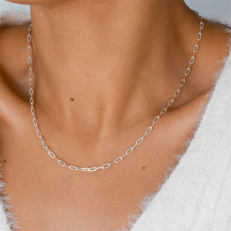 925 Silver Necklace Dainty Choker Chain Pendant for Women