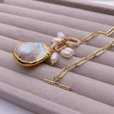 YYGEM Natural Keshi Pearl Pendant Chain Necklace Gift