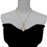 YYGEM Natural Keshi Pearl Pendant Chain Necklace Gift