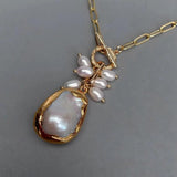 YYGEM Natural Keshi Pearl Pendant Chain Necklace Gift