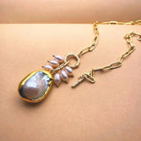 YYGEM Natural Keshi Pearl Pendant Chain Necklace Gift