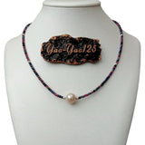 KKGEM 3mm Pink Ruby Sapphire Keshi Pearl Choker Necklace