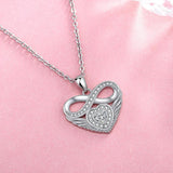 925 Sterling Silver Infinity Heart Pendant Necklace