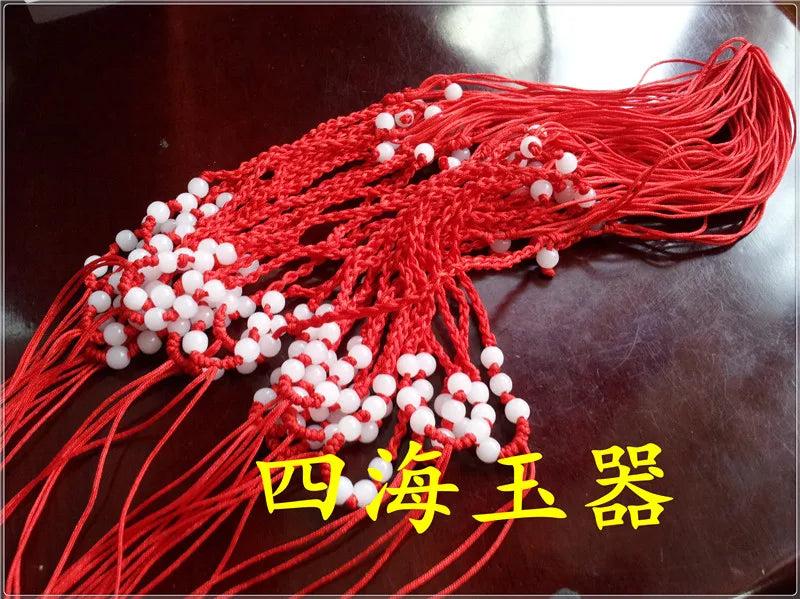 Set of 8 Red Bead Pendant Rope Necklaces