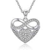 925 Silver Love Heart Infinite Pendant Zircon Necklace