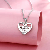 925 Silver Love Heart Infinite Pendant Zircon Necklace
