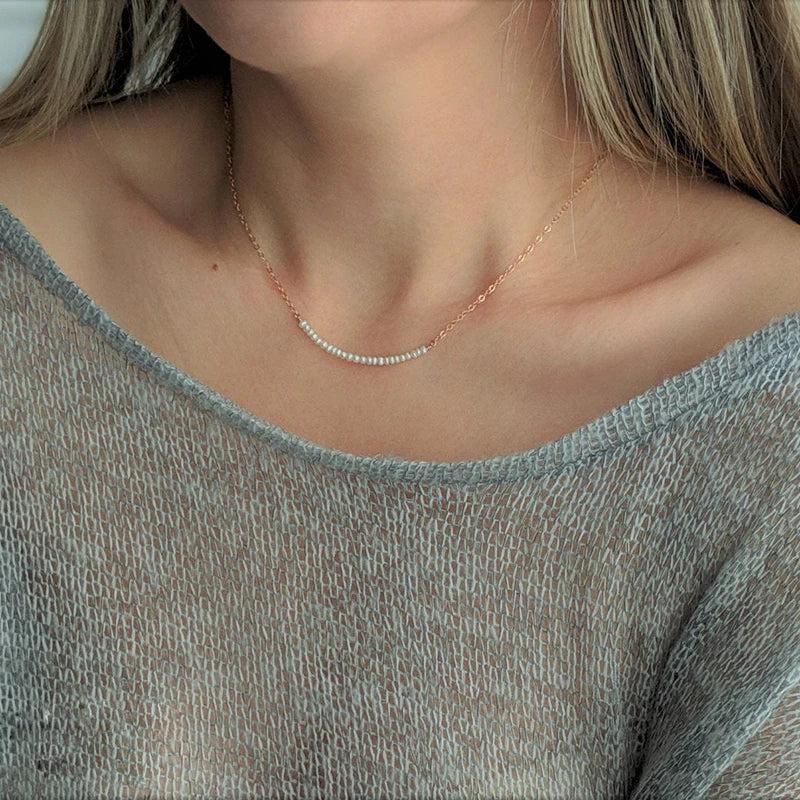 Natural Pearl Necklace Choker 925 Silver Filled Pendants Boho Collier Femme