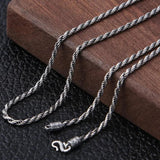 S925 Silver Vintage Necklace Hemp Rope Weave Pattern 1.6mm
