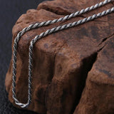 S925 Silver Vintage Necklace Hemp Rope Weave Pattern 1.6mm