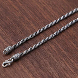 S925 Silver Vintage Necklace Hemp Rope Weave Pattern 1.6mm