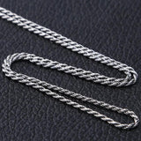 S925 Silver Vintage Necklace Hemp Rope Weave Pattern 1.6mm