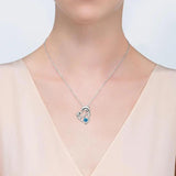 925 Silver Dolphins Pendant Heart Zircon Necklace