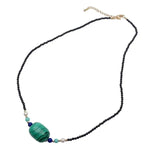 Green Malachite Charm Gemstone Necklace with Spinel Choker