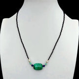 Green Malachite Charm Gemstone Necklace with Spinel Choker