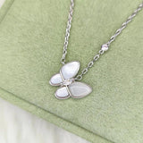 925 Silver Butterfly Necklace with Shell Pendant